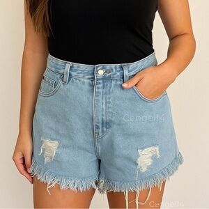 Vintage 90s High Rise Mom Jean Shorts Non Stretch Denim Cutoffs Blue Size 29